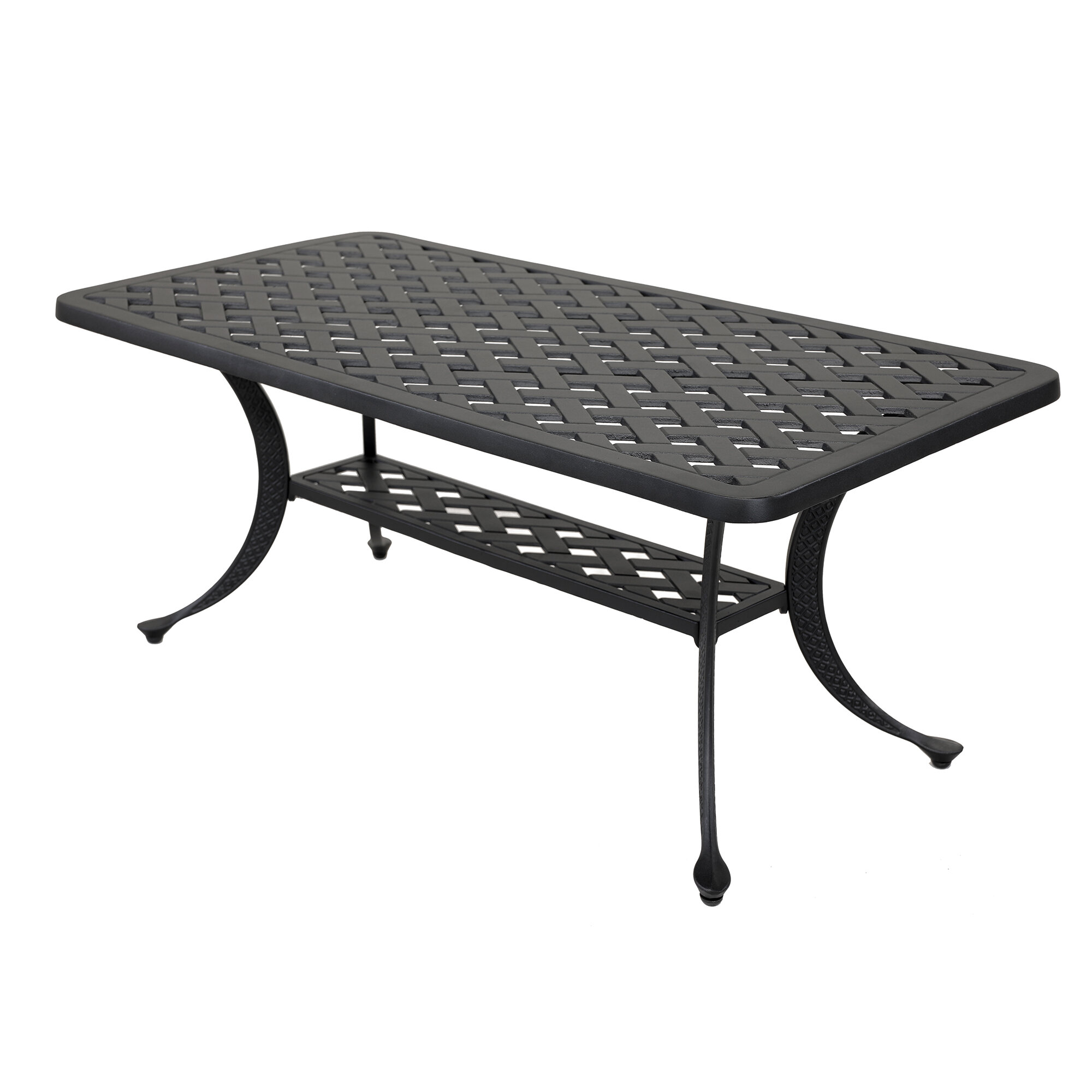 Small Black Metal Outdoor Coffee Table / Metal Accent Table With